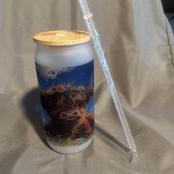 Highland cow glass beer can - Picture 4 of 4
